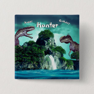 Dinosaur Island Happy Birthday Party  2 Inch Square Button
