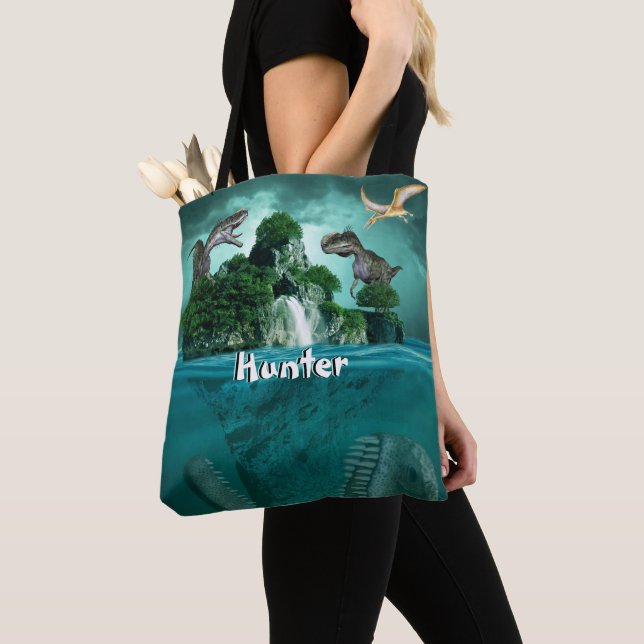Dinosaur Island Personalized      Tote Bag (Close Up)