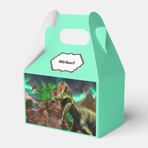 Dinosaur island pterodactyl t-rex blue favor box