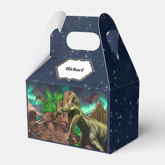 Dinosaur island pterodactyl t-rex night stars favor box (Front Side)