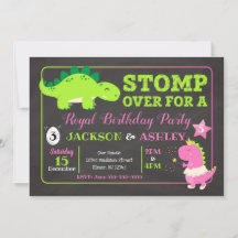 Dinosaur Joint Birthday Invitation / Boy & Girl