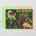 Dinosaur Joint Birthday Invitation for Siblings<br><div class="desc">All designs are © Happy Panda Print</div>