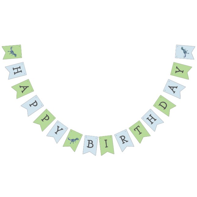 Dinosaur Joyeux Anniversaire Trex Bunting drapeaux (Tout)