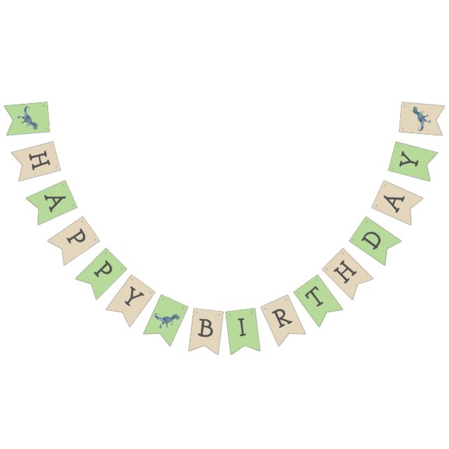 Dinosaur Joyeux Anniversaire Trex Bunting drapeaux (Tout)