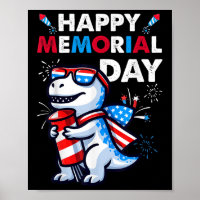 Dinosaur July 4th Fireworks American Flag Happy Me