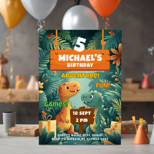 Dinosaur Jungle Birthday Card