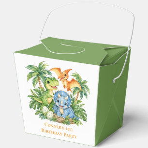Dinosaur Jungle Boy 1st. Birthday Party Favor Box