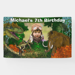 Dinosaur jungle T-rex wooly mammoth photo Banner