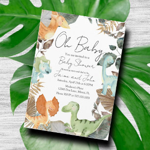 Dinosaur Jungle Wild Details Baby Shower Invitation
