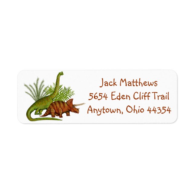 Dinosaur Jurassic Jungle Return Address Labels (Front)