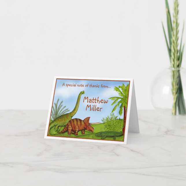 Dinosaur Jurassic Jungle Thank you  Note card (Front)