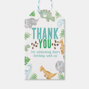 Dinosaur kid birthday party Gift Tag