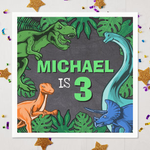 Dinosaur Kids Birthday Dino Trex Prehistoric Boy Napkin