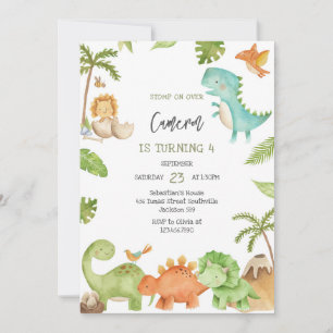 Dinosaur Kids Birthday Invitation