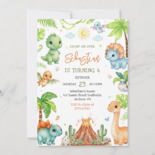 Dinosaur Kids Birthday Invitation