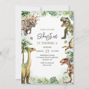 Dinosaur Kids Birthday Invitation