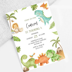 Dinosaur Kids Birthday Invitation