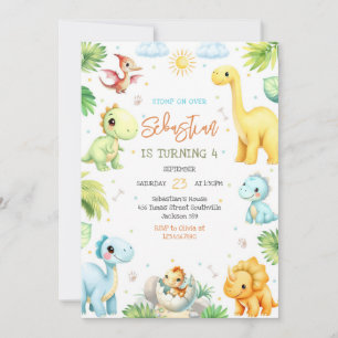 Dinosaur Kids Birthday Invitation