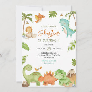 Dinosaur Kids Birthday Invitation
