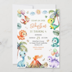 Dinosaur Kids Birthday Invitation
