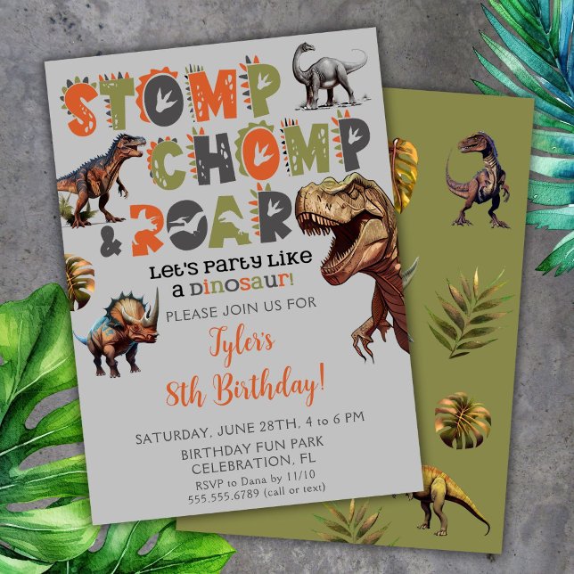 Dinosaur Kids Birthday Invitation Dino Trex Boy (Creator Uploaded)
