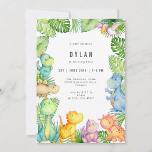 Dinosaur Kids Birthday Party Invitation
