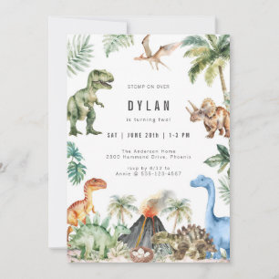Dinosaur Kids Birthday Party Invitation