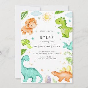 Dinosaur Kids Birthday Party Invitation