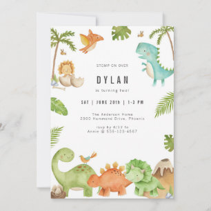 Dinosaur Kids Birthday Party Invitation