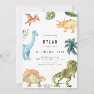 Dinosaur Kids Birthday Party Invitation