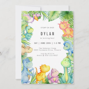 Dinosaur Kids Birthday Party Invitation