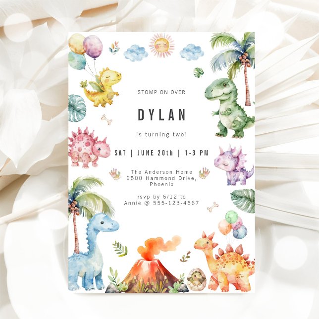 Dinosaur Kids Birthday Party Invitation (Créateur téléchargé)