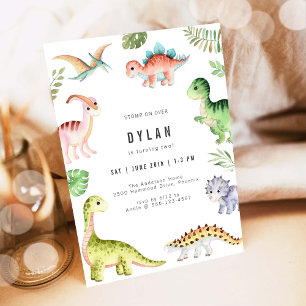 Dinosaur Kids Birthday Party Invitation