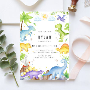 Dinosaur Kids Birthday Party Invitation