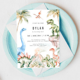 Dinosaur Kids Birthday Party Invitation