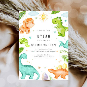 Dinosaur Kids Birthday Party Invitation