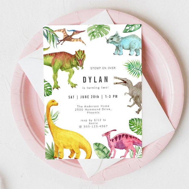 Dinosaur Kids Birthday Party Invitation (Créateur téléchargé)
