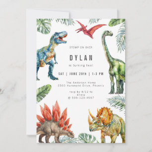 Dinosaur Kids Birthday Party Invitation