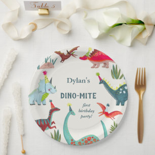 Dinosaur kids birthday party  paper plate