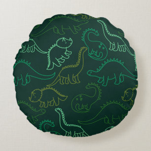 Dinosaur Kids Cartoon Boys Girl Background Pattern Round Pillow