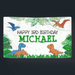 Dinosaur Kids Dino Jurassic Trex Boy Birthday Banner<br><div class="desc">This dinosaur design is great for the birthday boy in your life. Give them a dino-mite bday with this dino themed design featuring a trex,  triceratops,  brontosaurus,  and raptor.</div>