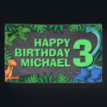 Dinosaur Kids Dino Jurassic Trex Boy Birthday Banner<br><div class="desc">This dinosaur design is great for the birthday boy in your life. Give them a dino-mite bday with this dino themed design featuring a trex,  triceratops,  brontosaurus,  and raptor.</div>
