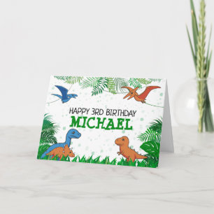 Dinosaur Kids Dino Jurassic Trex Boy Birthday Card