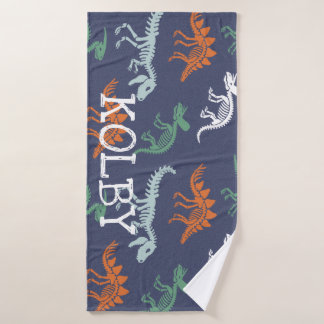 Dinosaur Kids Personalized Name Bath Towel