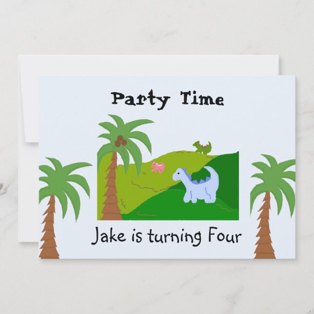 Dinosaur Land Anniversaire Fête Invitation (Devant)