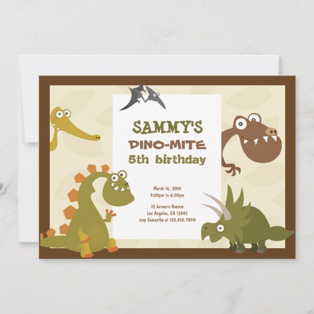 Dinosaur Land Anniversaire Invitation (Devant)