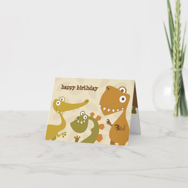 Dinosaur Land Birthday Greeting Card (Front)