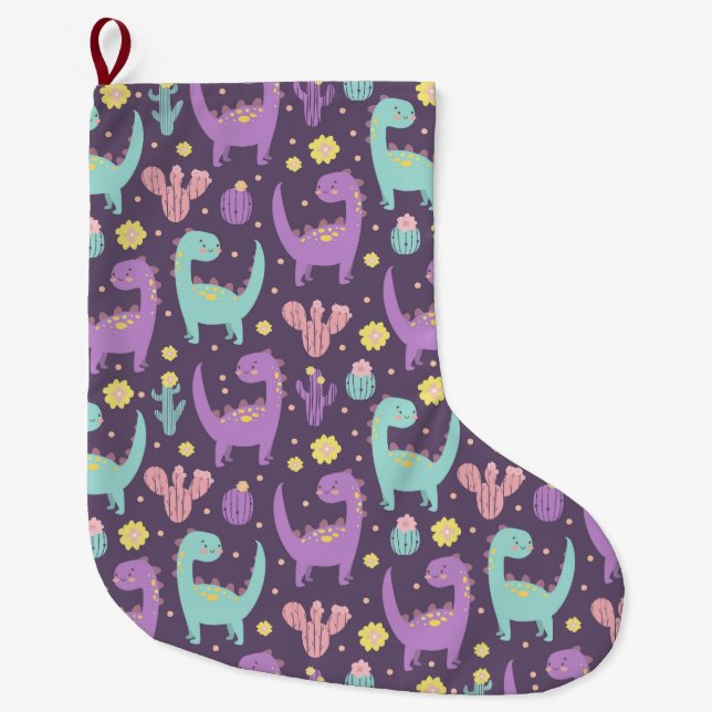 Dinosaur Large Christmas Stocking (Front)