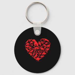 Dinosaur Love Heart Cute Valentines Day Boys Kids  Keychain