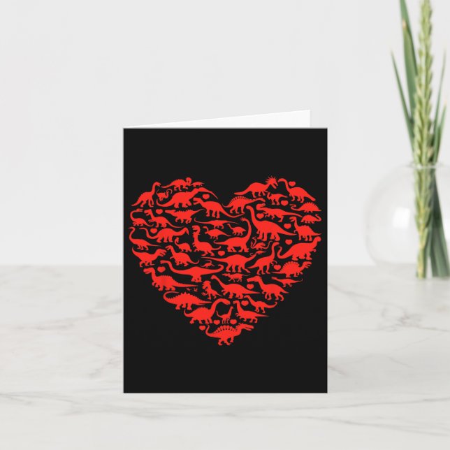 Dinosaur Love Heart T Rex Cute Valentines Day Boys Card (Front)
